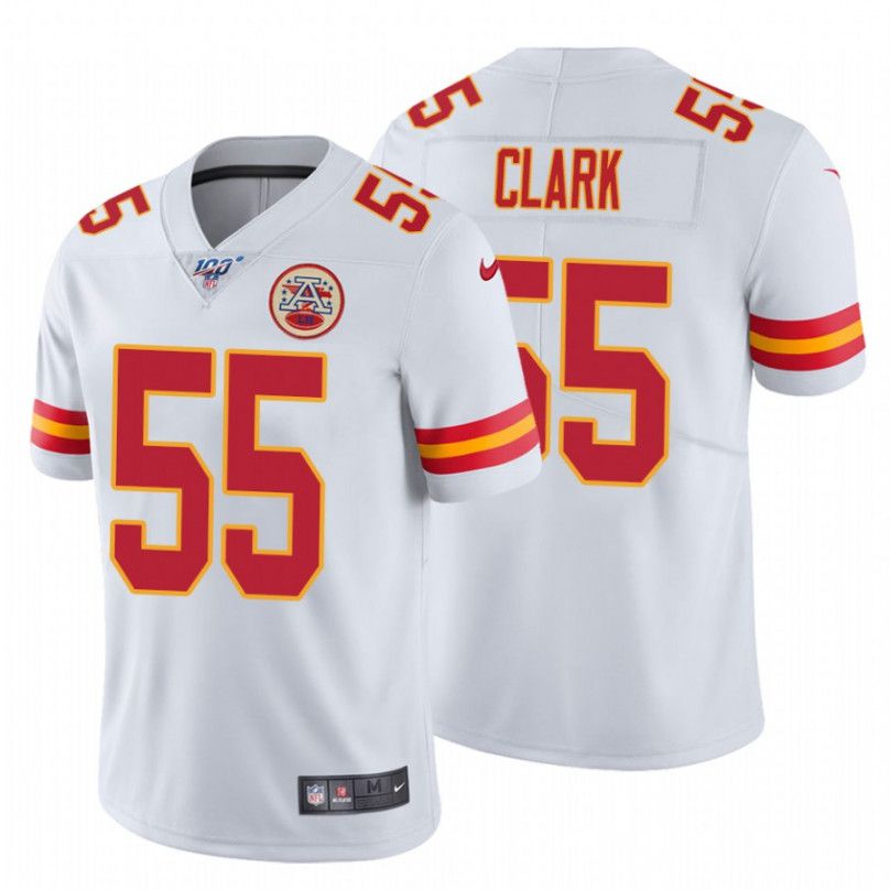 Men Kansas City Chiefs #55 Frank Clark Nike White 100th Limited NFL Jersey